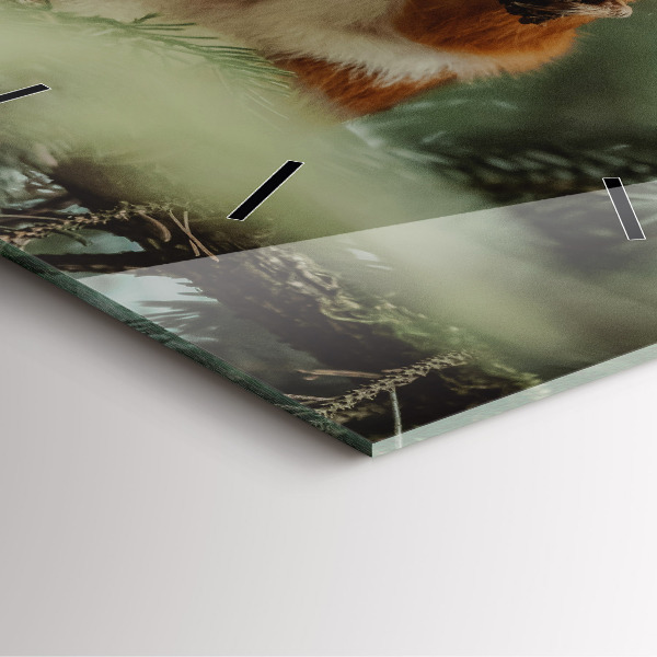 Wanduhr quadratisch Eichhörnchen und Wildtiere