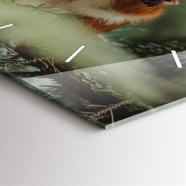 Wanduhr quadratisch Eichhörnchen und Wildtiere