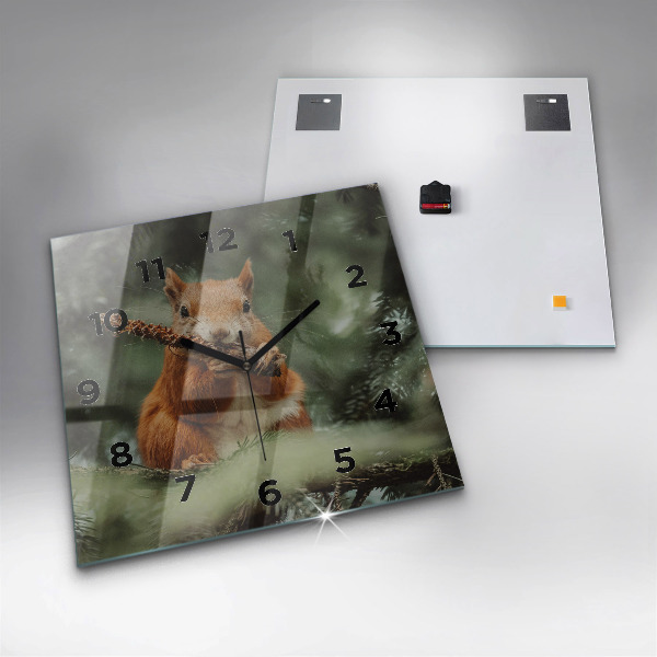Wanduhr quadratisch Eichhörnchen und Wildtiere