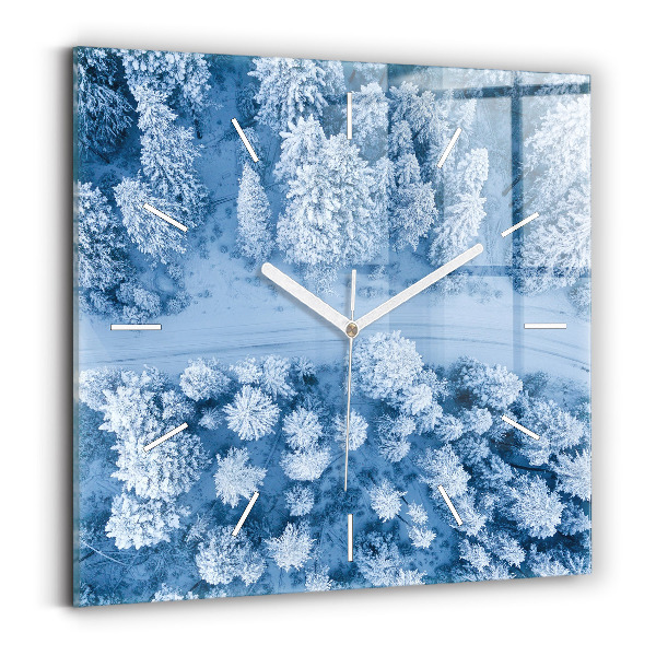 Wanduhr modern quadratisch Wald aus der Vogelperspektive Drohne