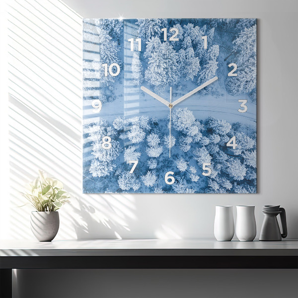 Wanduhr modern quadratisch Wald aus der Vogelperspektive Drohne