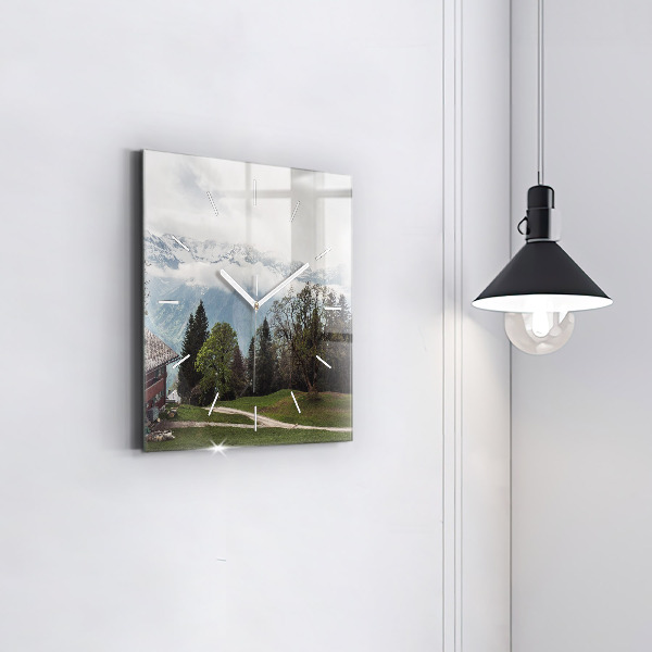 Wanduhr quadratisch Blick auf die Berge