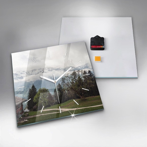 Wanduhr quadratisch Blick auf die Berge