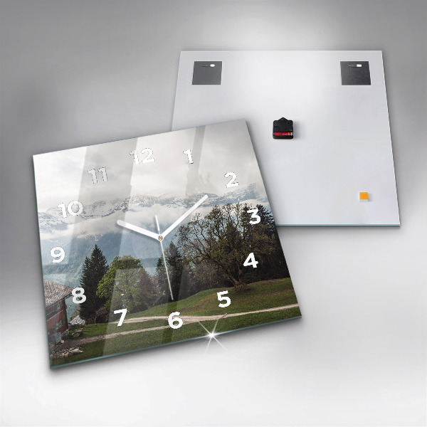 Wanduhr quadratisch Blick auf die Berge
