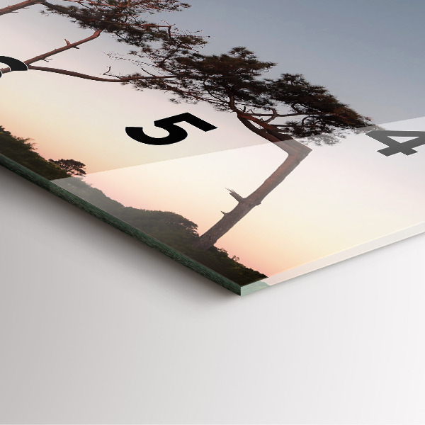 Wanduhr quadratisch mit motiv Mondsichel und Bäume