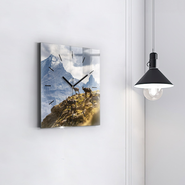 Wanduhr quadratisch mit motiv Ziege im Aosta-Tal