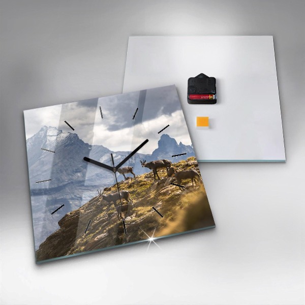 Wanduhr quadratisch mit motiv Ziege im Aosta-Tal