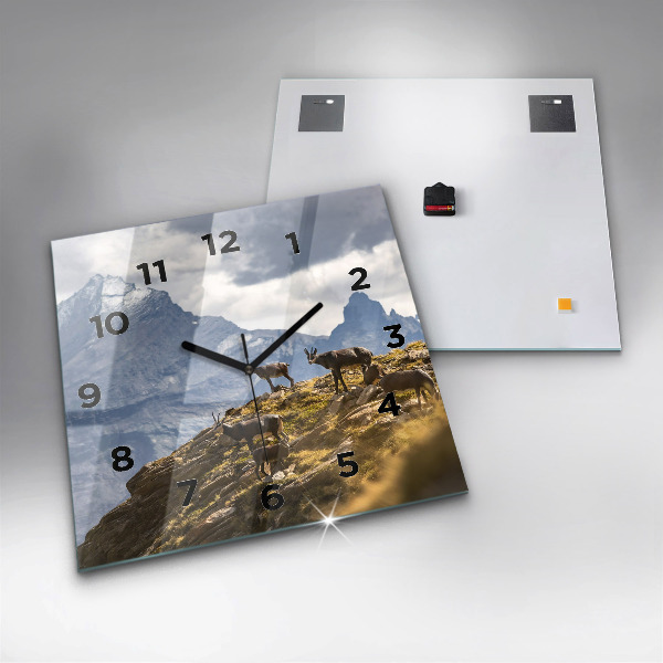 Wanduhr quadratisch mit motiv Ziege im Aosta-Tal