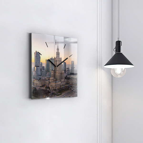 Wanduhr quadratisch mit motiv Panorama von Warschau