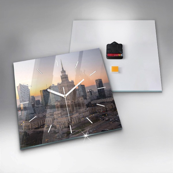 Wanduhr quadratisch mit motiv Panorama von Warschau