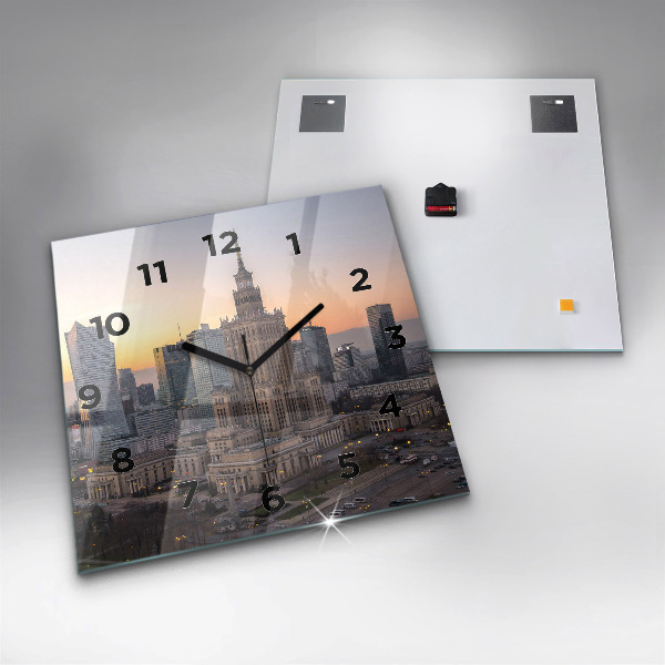 Wanduhr quadratisch mit motiv Panorama von Warschau