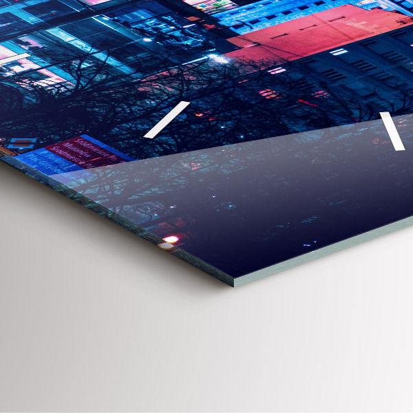 Wanduhr quadratisch Warschau bei Nacht