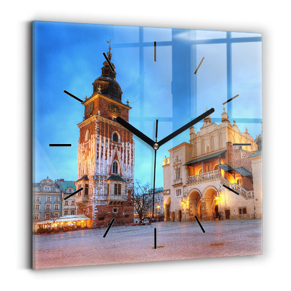 Wanduhr quadratisch mit motiv Hauptmarkt in Krakau