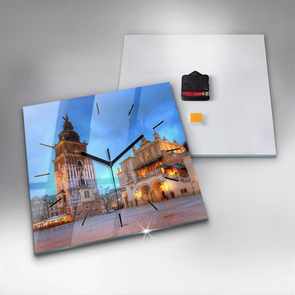 Wanduhr quadratisch mit motiv Hauptmarkt in Krakau