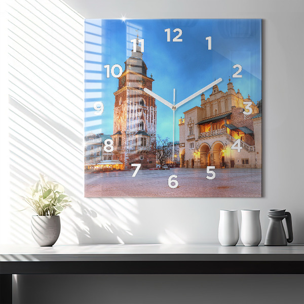 Wanduhr quadratisch mit motiv Hauptmarkt in Krakau