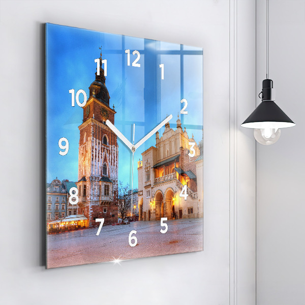 Wanduhr quadratisch mit motiv Hauptmarkt in Krakau