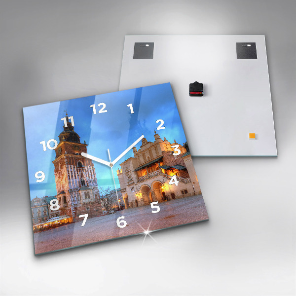 Wanduhr quadratisch mit motiv Hauptmarkt in Krakau