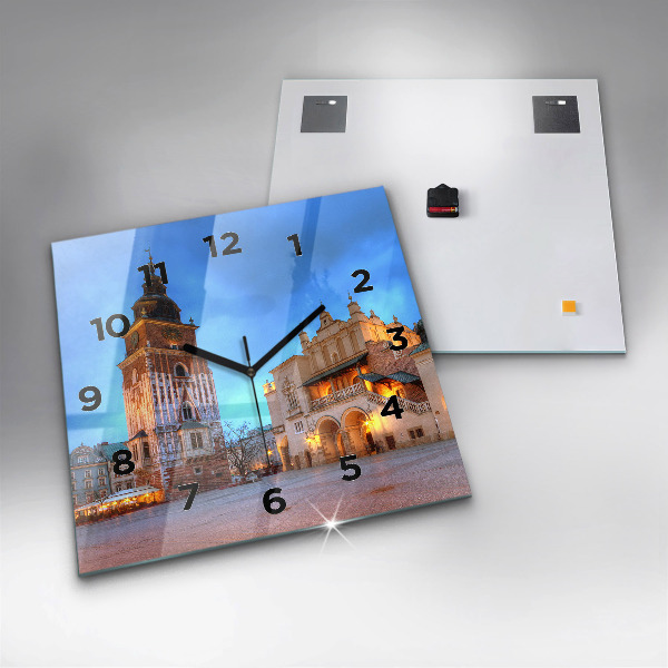 Wanduhr quadratisch mit motiv Hauptmarkt in Krakau