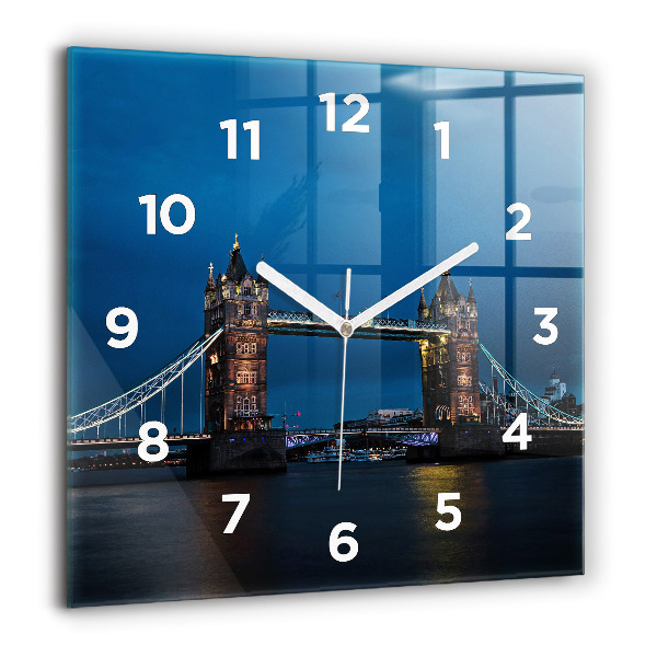 Wanduhr modern quadratisch Tower Bridge London bei Nacht