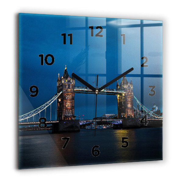 Wanduhr modern quadratisch Tower Bridge London bei Nacht