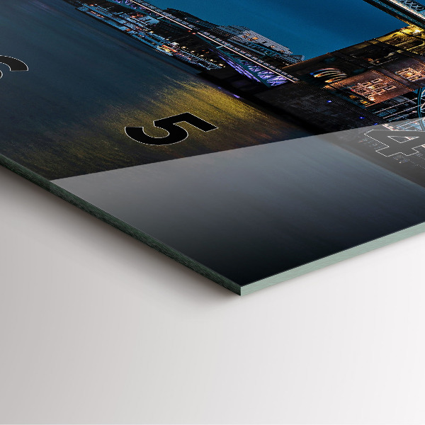 Wanduhr modern quadratisch Tower Bridge London bei Nacht