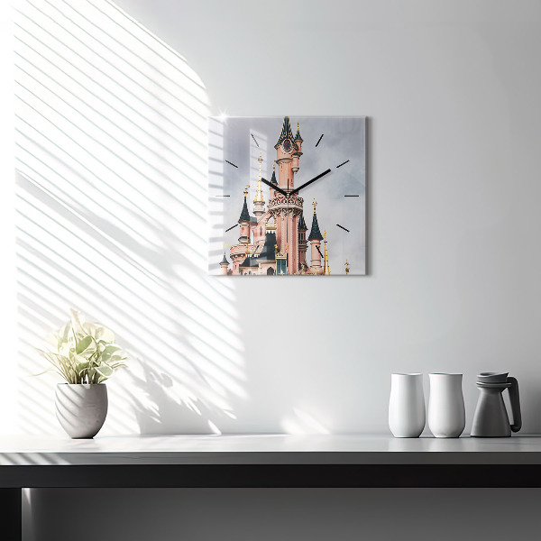 Wanduhr modern quadratisch Schloss Disneyland in Paris