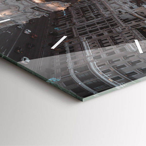 Wanduhr modern quadratisch Städte bei Sonnenuntergang