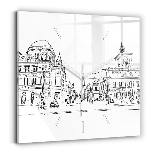 Wanduhr quadratisch mit motiv Illustration der Stadt Poznan