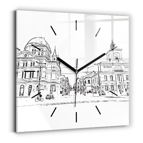 Wanduhr quadratisch mit motiv Illustration der Stadt Poznan
