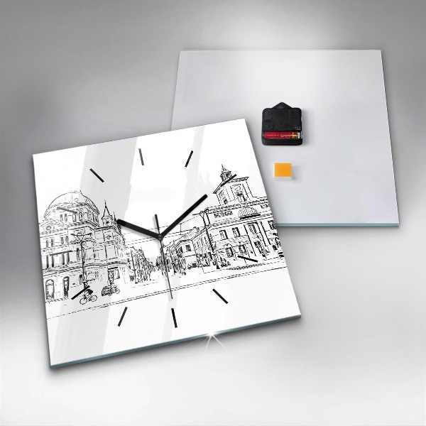 Wanduhr quadratisch mit motiv Illustration der Stadt Poznan