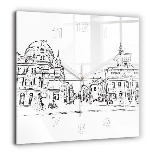 Wanduhr quadratisch mit motiv Illustration der Stadt Poznan