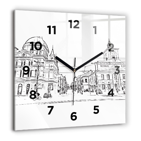 Wanduhr quadratisch mit motiv Illustration der Stadt Poznan