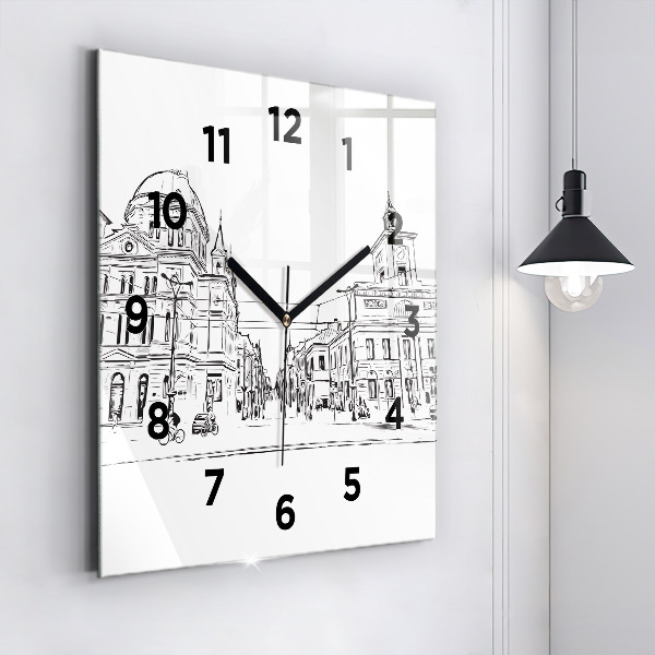 Wanduhr quadratisch mit motiv Illustration der Stadt Poznan
