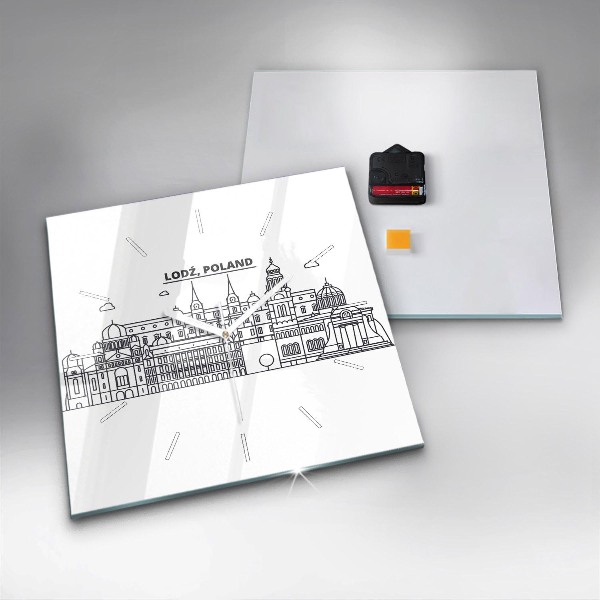 Wanduhr quadratisch Łódź Architektur-Panorama