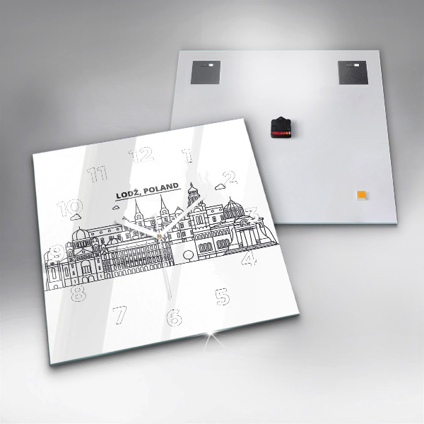 Wanduhr quadratisch Łódź Architektur-Panorama