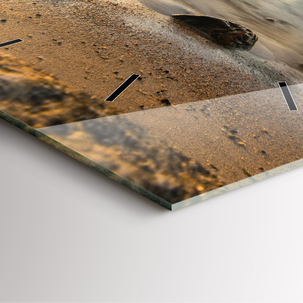 Wanduhr modern quadratisch Sonnenaufgang an der Ostsee