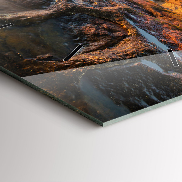 Wanduhr quadratisch Leuchtturm und die Ostsee