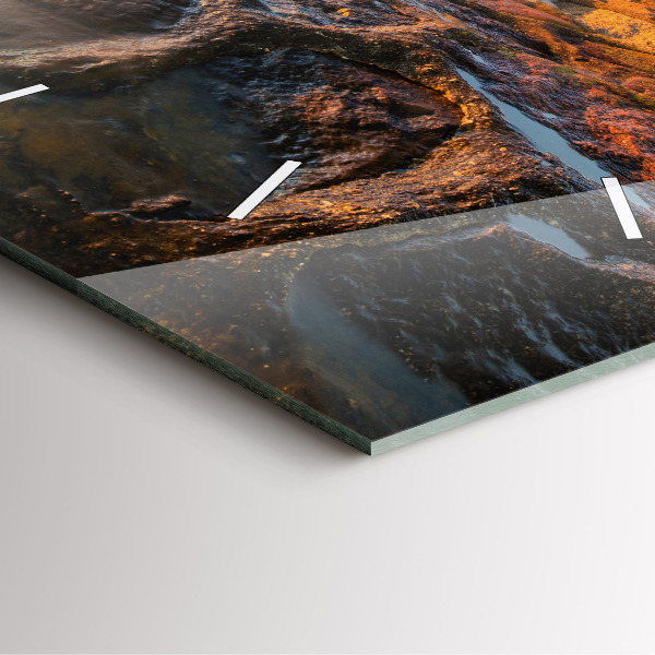 Wanduhr quadratisch Leuchtturm und die Ostsee