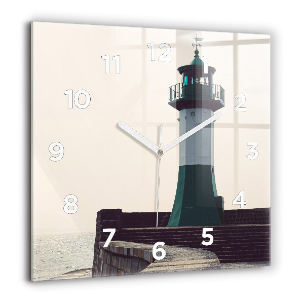 Wanduhr quadratisch mit motiv Leuchtturm und Meer