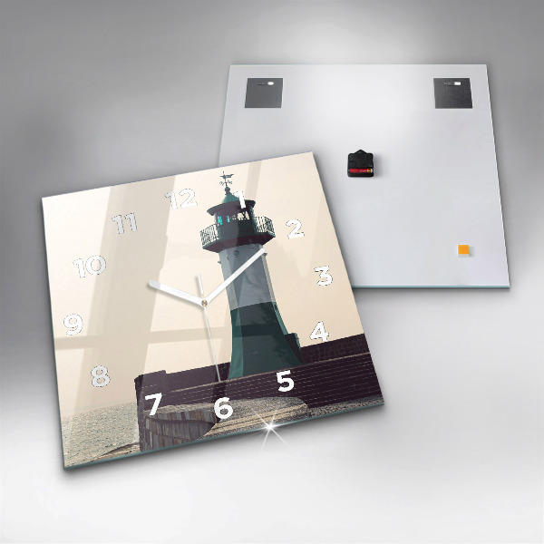 Wanduhr quadratisch mit motiv Leuchtturm und Meer