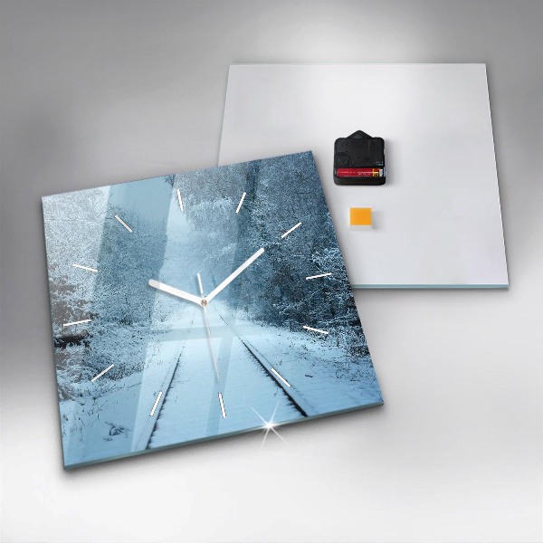 Wanduhr quadratisch Hirsche auf den Gleisen