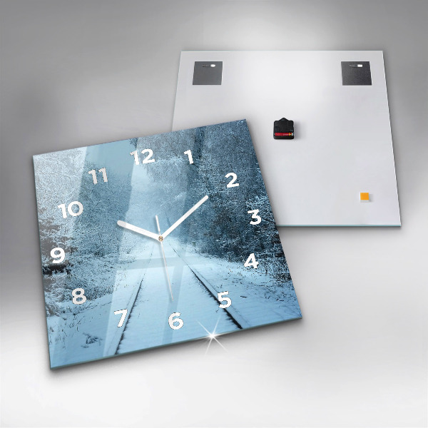 Wanduhr quadratisch Hirsche auf den Gleisen