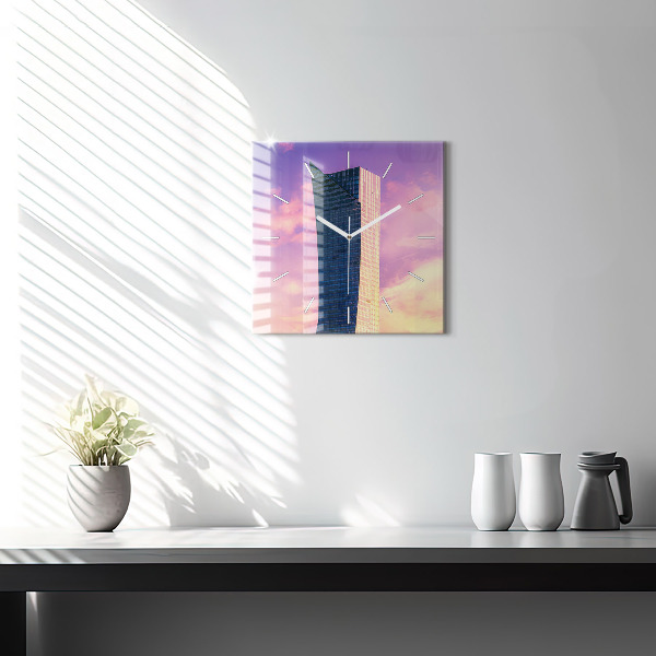 Wanduhr quadratisch mit motiv Wolkenkratzer in Warschau