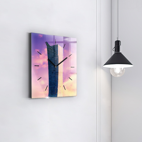 Wanduhr quadratisch mit motiv Wolkenkratzer in Warschau