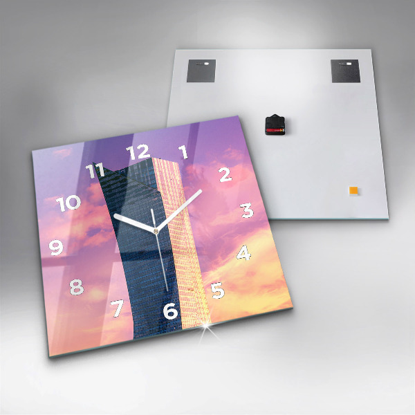 Wanduhr quadratisch mit motiv Wolkenkratzer in Warschau