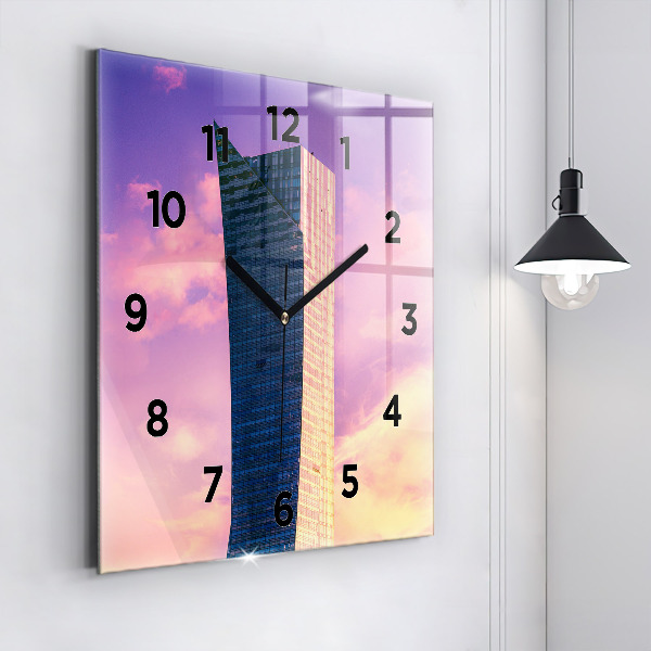 Wanduhr quadratisch mit motiv Wolkenkratzer in Warschau