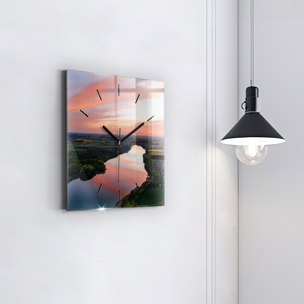 Wanduhr quadratisch See aus der Vogelperspektive