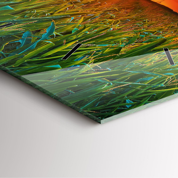 Wanduhr modern quadratisch Sonnenblumen auf einer Wiese