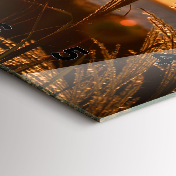 Wanduhr modern quadratisch Weizen zur Goldenen Stunde