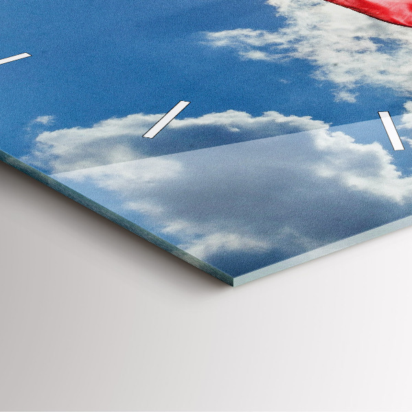 Wanduhr quadratisch mit motiv Polnische Flagge gegen den Himmel